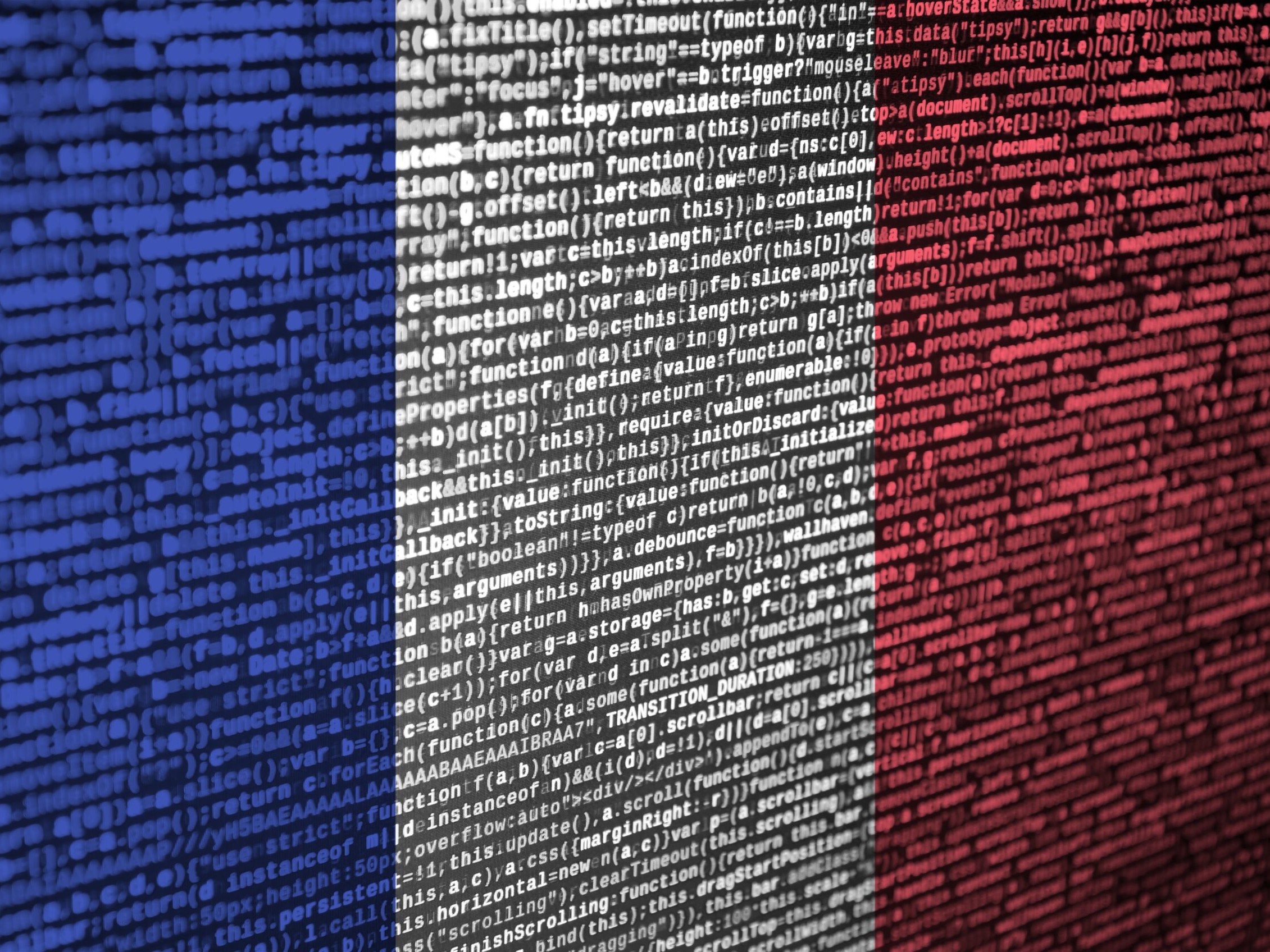 Drapeau français avec ligne de code